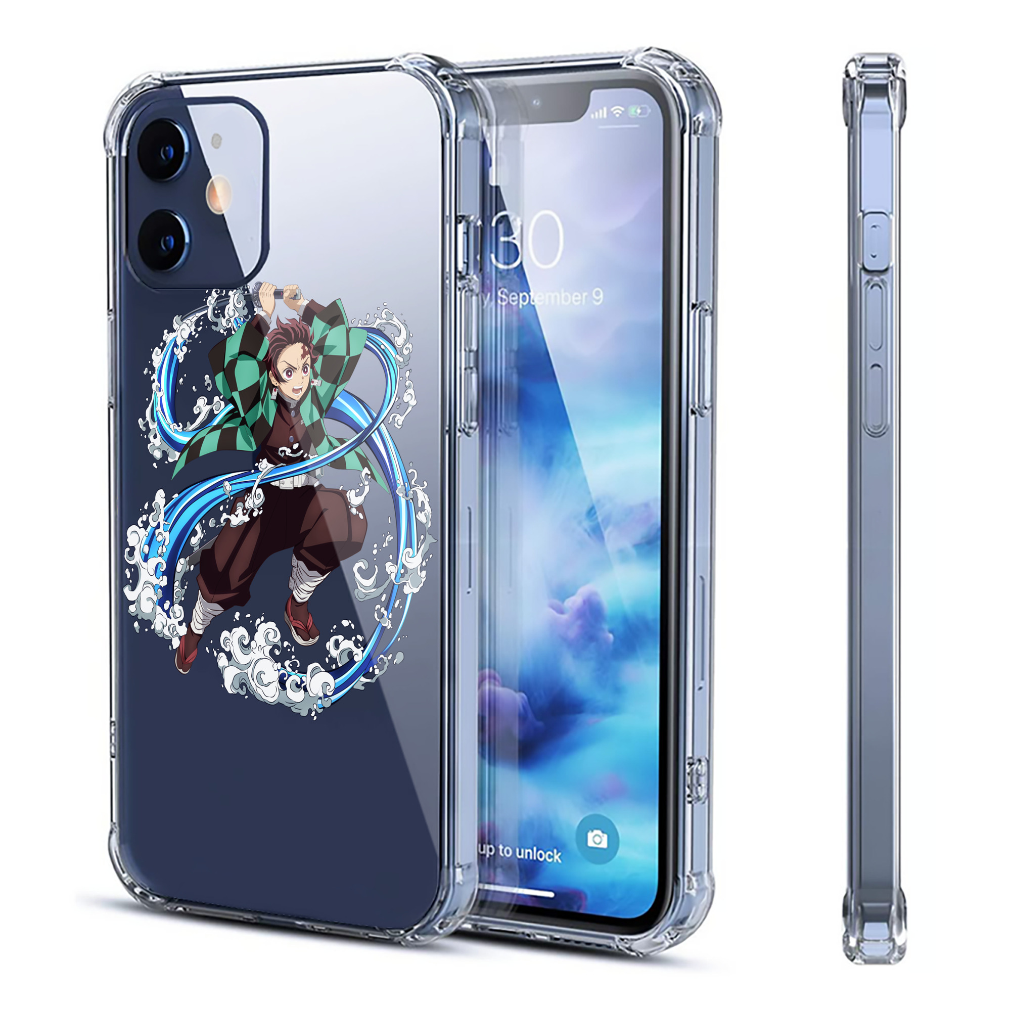 （画像用） 鬼滅の刃 竈門 炭治郎／かまど たんじろう Kamado Tanjirou 【iPhone 12シリーズ対応】透明スマホケース（クリアソフトケース）